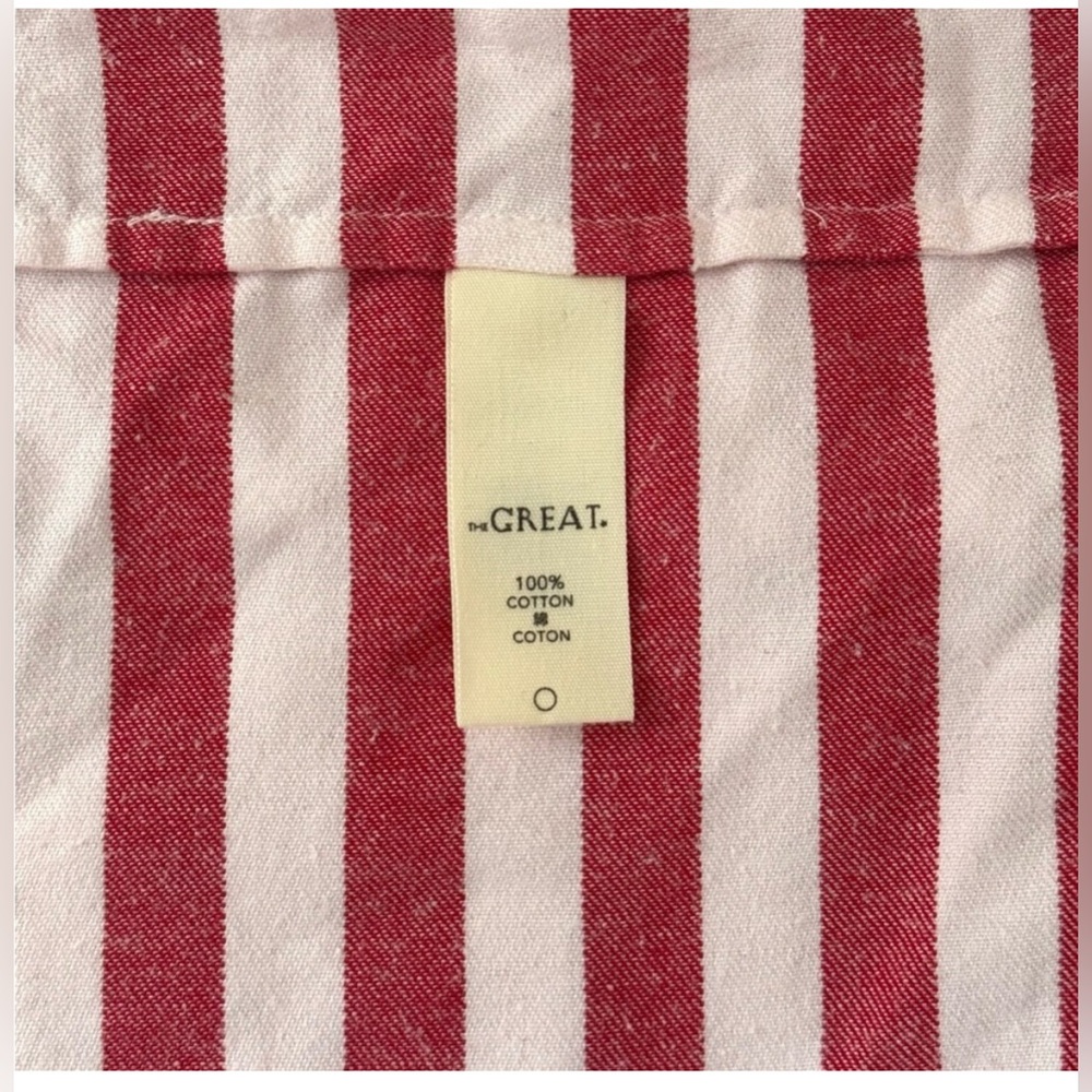 THE GREAT. Striped Red and White Midi Dress - Picture 6 of 8